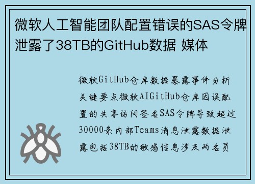 微软人工智能团队配置错误的SAS令牌泄露了38TB的GitHub数据 媒体